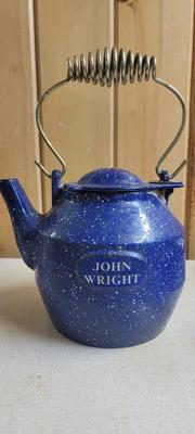 John Wright blue speckled t-pot