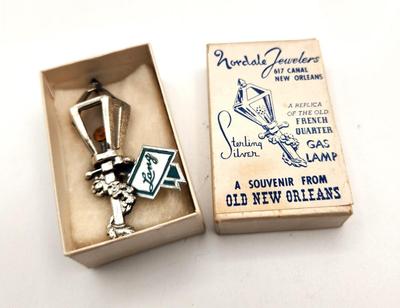 Lot #179 Vintage New Orleans Souvenir - Sterling Silver Lamp Post - Original box