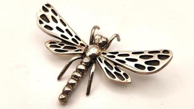 Lot #182 Sterling Silver (Mexican) Dragonfly Brooch