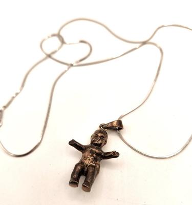 Lot #186 Sterling Silver King Cake Baby on Sterling Chain