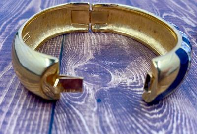 1980s Vintage Swarovski America Ltd Signed Black Enamel and Crystal Bracelet and Earrings Set