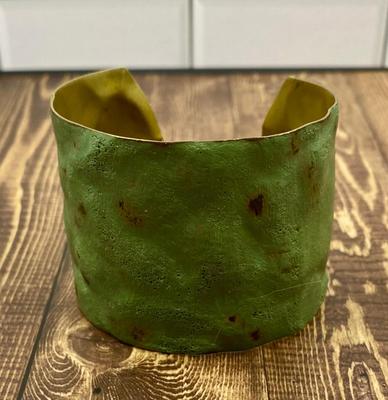 Green Distressed Style Hammered Metal Cuff Bracelet