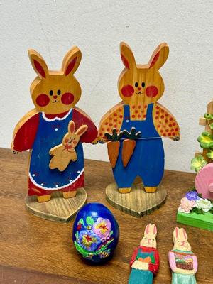 Easter Lot = Bunny Signs, Figurines, Egg
