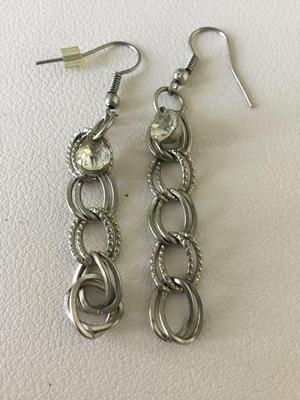 Silver tone dangle earrings