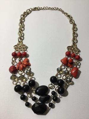 N. Marked beautiful 3 layer stone type necklace