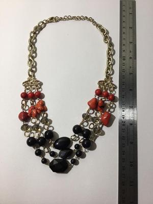 N. Marked beautiful 3 layer stone type necklace