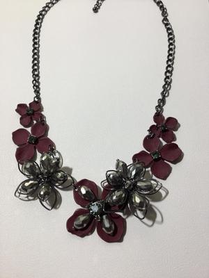 Beautiful maroon floral statement necklace