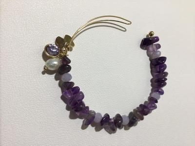 Purple nugget beaded cuff bracelet