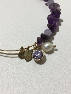 Purple nugget beaded cuff bracelet