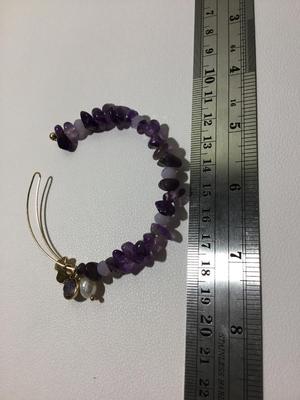 Purple nugget beaded cuff bracelet