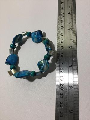 Blue abalone type stretchy bracelet