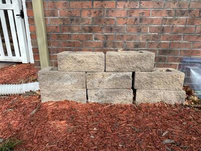 9 PIECES OR VARIOUS SIZED FLAGSTONES AND 8 CONCRETE BLOCKS