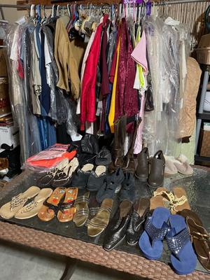 Clothing & shoes & ironing board