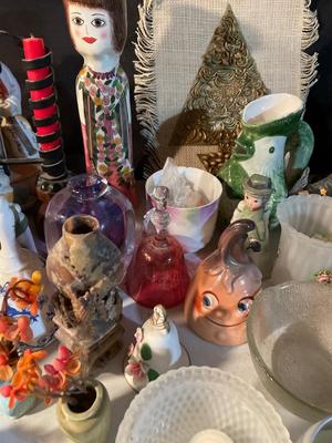 Wood monk bookends, Bells, decor