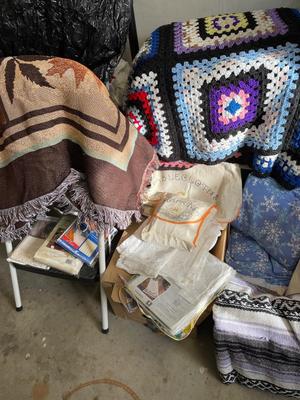 Afghans, table cloths, and napkins, bedding, sets, table runners, etc.