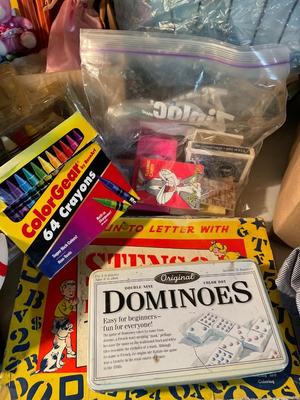 Vintage wire basket & toys