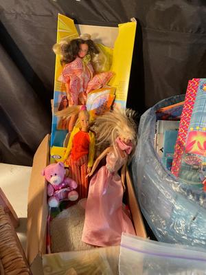 Vintage wire basket & toys