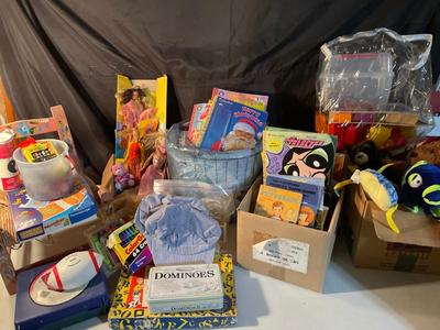 Vintage wire basket & toys