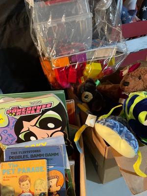 Vintage wire basket & toys