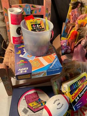 Vintage wire basket & toys