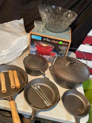 Cast iron & punch bowls