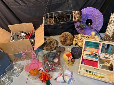 Utensils, matches, wine glass holder, piano, jewelry, case