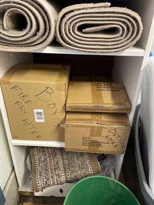 Cabinet and contents, along with totes