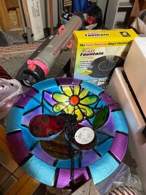 Log holder, mailbox, lights, decor