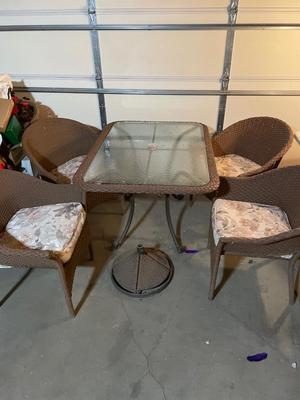 Wicker-look patio table & chairs