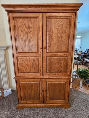 Beautiful Amorie Media cabinet with storage and hide-away front doors. Television Optional