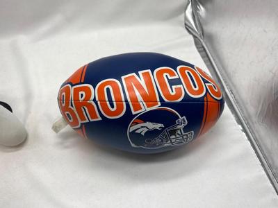 PEYTON MANNING DOLL AND BRONCO FOOTBALL