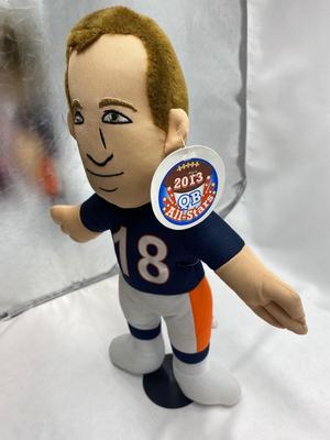 PEYTON MANNING DOLL AND BRONCO FOOTBALL