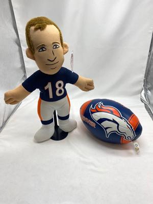 PEYTON MANNING DOLL AND BRONCO FOOTBALL
