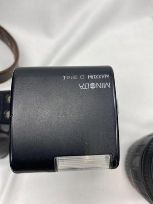 MINOLTA 35mm CAMERA WITH LENS ALSO SPARE BATTERIES FOR. IKON CAMERAS