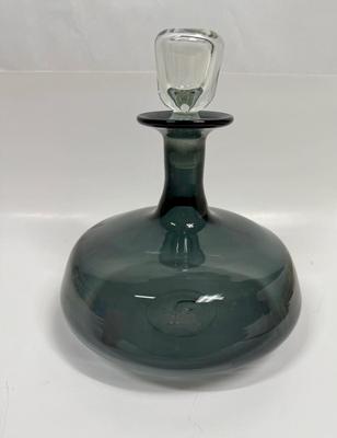 Vintage MCM Blenko Glass 565 Decanter in Charcoal w/Stopper designed by Wayne Husted