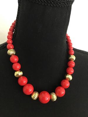 Vintage Red Beaded Necklace