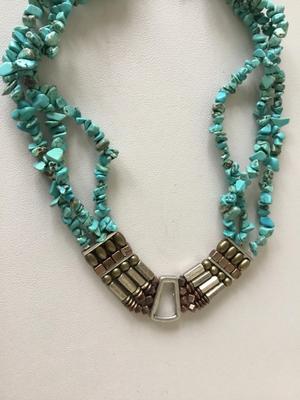 Beautiful vintage turquoise type stone statement necklace