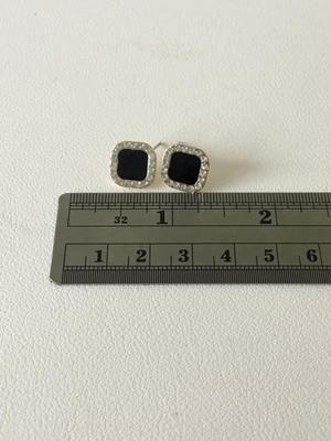 Black square stud earrings