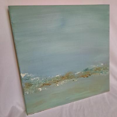 Two Blue/Green Abstract Paintings on Canvas (P-SD)