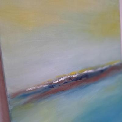 Two Blue/Green Abstract Paintings on Canvas (P-SD)