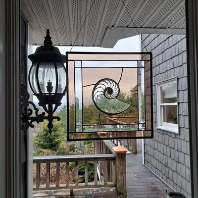 Two Handmade Glass & Nautilus Suncatchers (FE-SD)