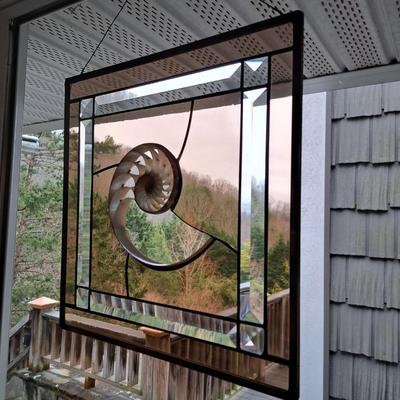Two Handmade Glass & Nautilus Suncatchers (FE-SD)