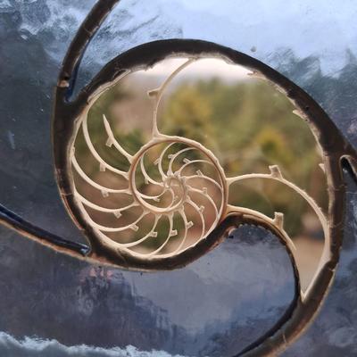 Two Handmade Glass & Nautilus Suncatchers (FE-SD)