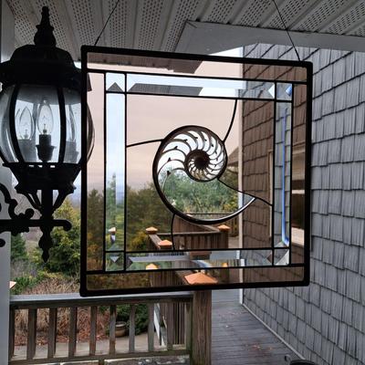 Two Handmade Glass & Nautilus Suncatchers (FE-SD)