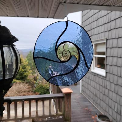 Two Handmade Glass & Nautilus Suncatchers (FE-SD)