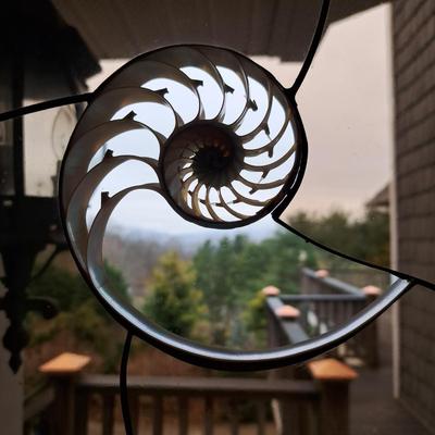 Two Handmade Glass & Nautilus Suncatchers (FE-SD)