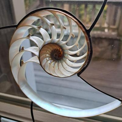 Two Handmade Glass & Nautilus Suncatchers (FE-SD)