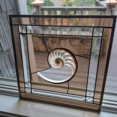 Two Handmade Glass & Nautilus Suncatchers (FE-SD)