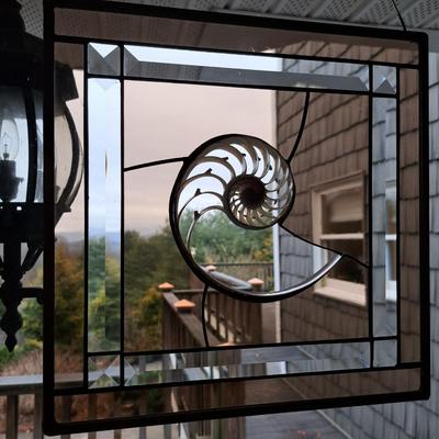 Two Handmade Glass & Nautilus Suncatchers (FE-SD)