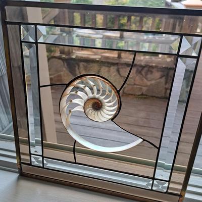 Two Handmade Glass & Nautilus Suncatchers (FE-SD)